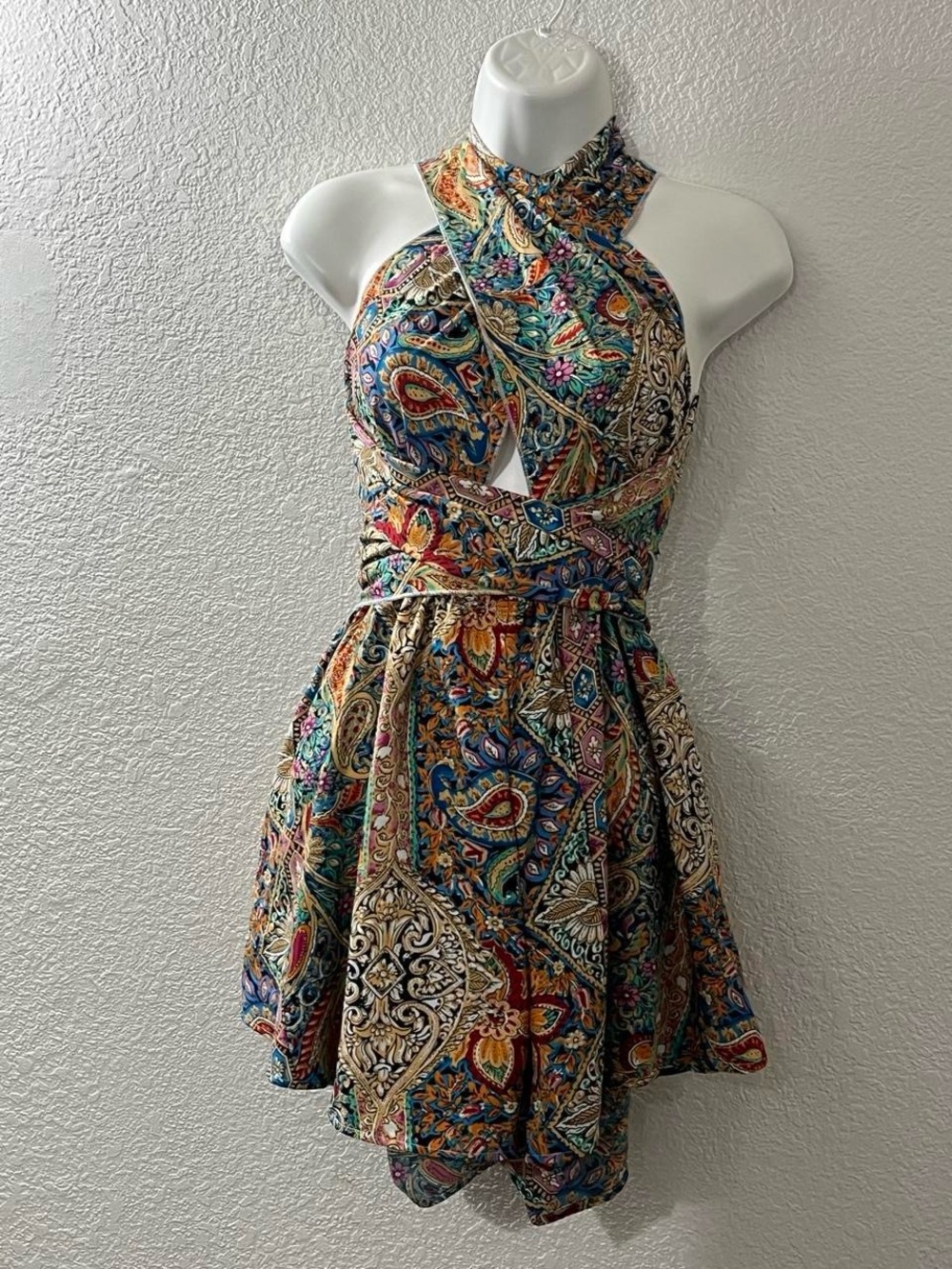 SHEIN Multicolor Paisley One-Shoulder Mini Dress